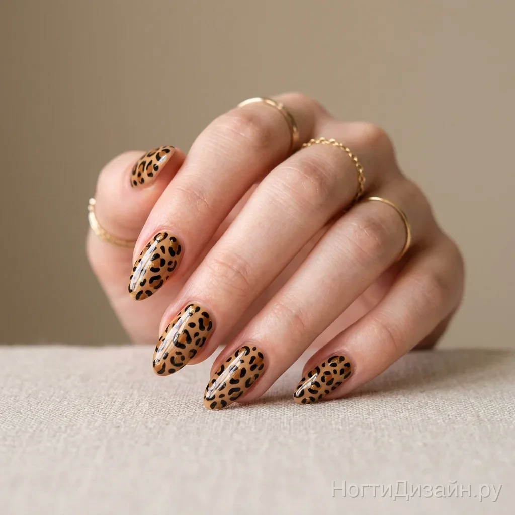 Leopard Print Almond nail design