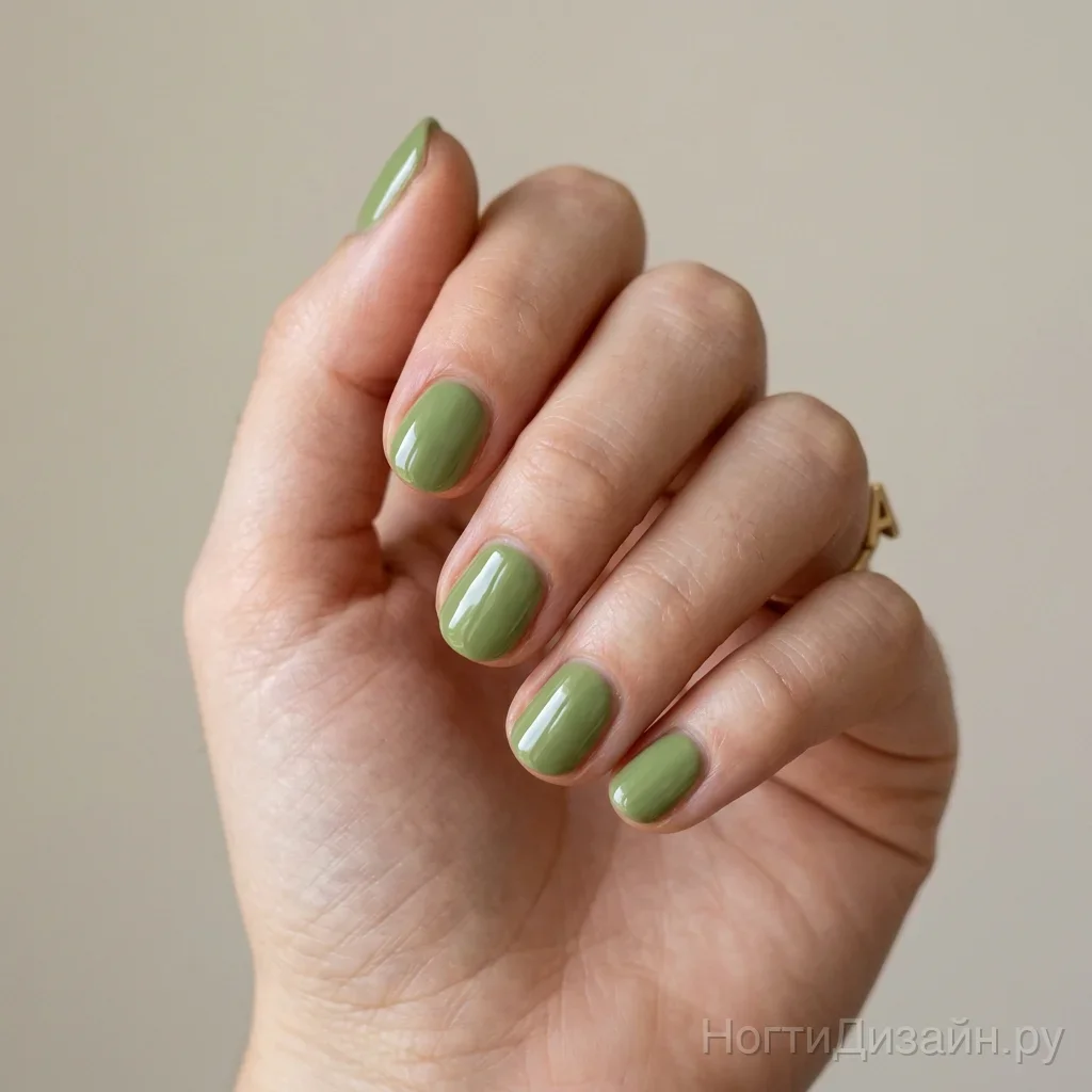 Matcha green tea minimalist nails