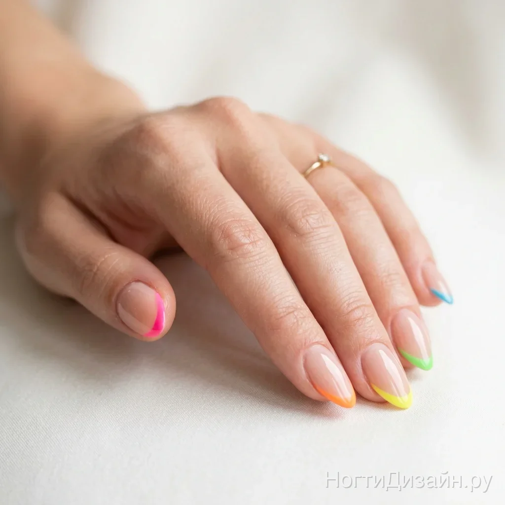 Micro French Neon nail design