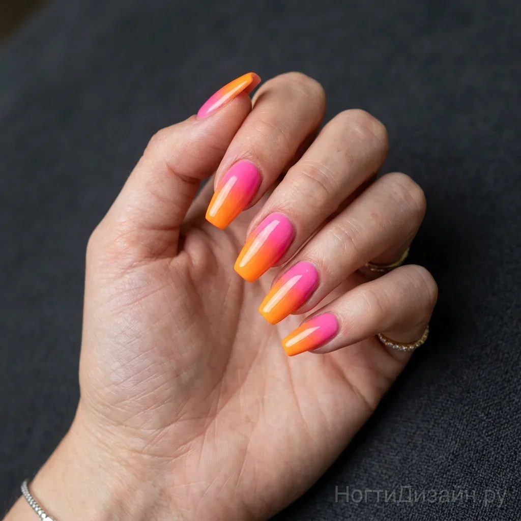 Airbrush neon gradient from pink to orange