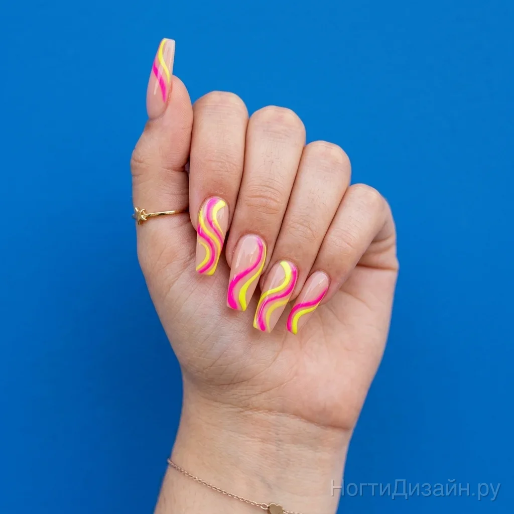 Neon festival swirls coffin nails