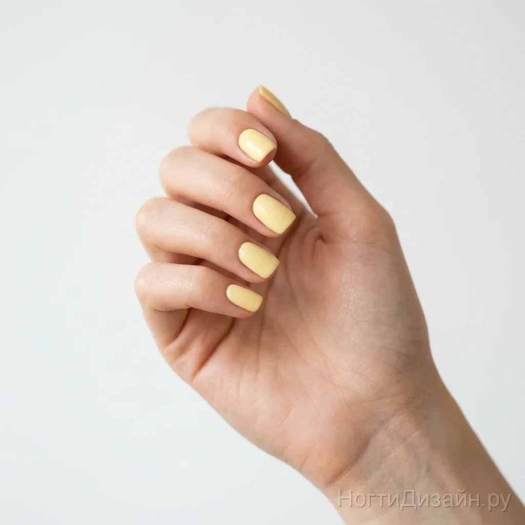 Короткие ногти: пастельный маникюр butter yellow